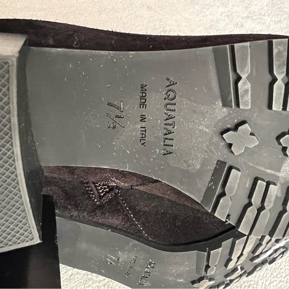 Aquatalia Charlotte Weatherproof Suede Leather Block Heel Ankle Boot Black 7.5 - Picture 9 of 15